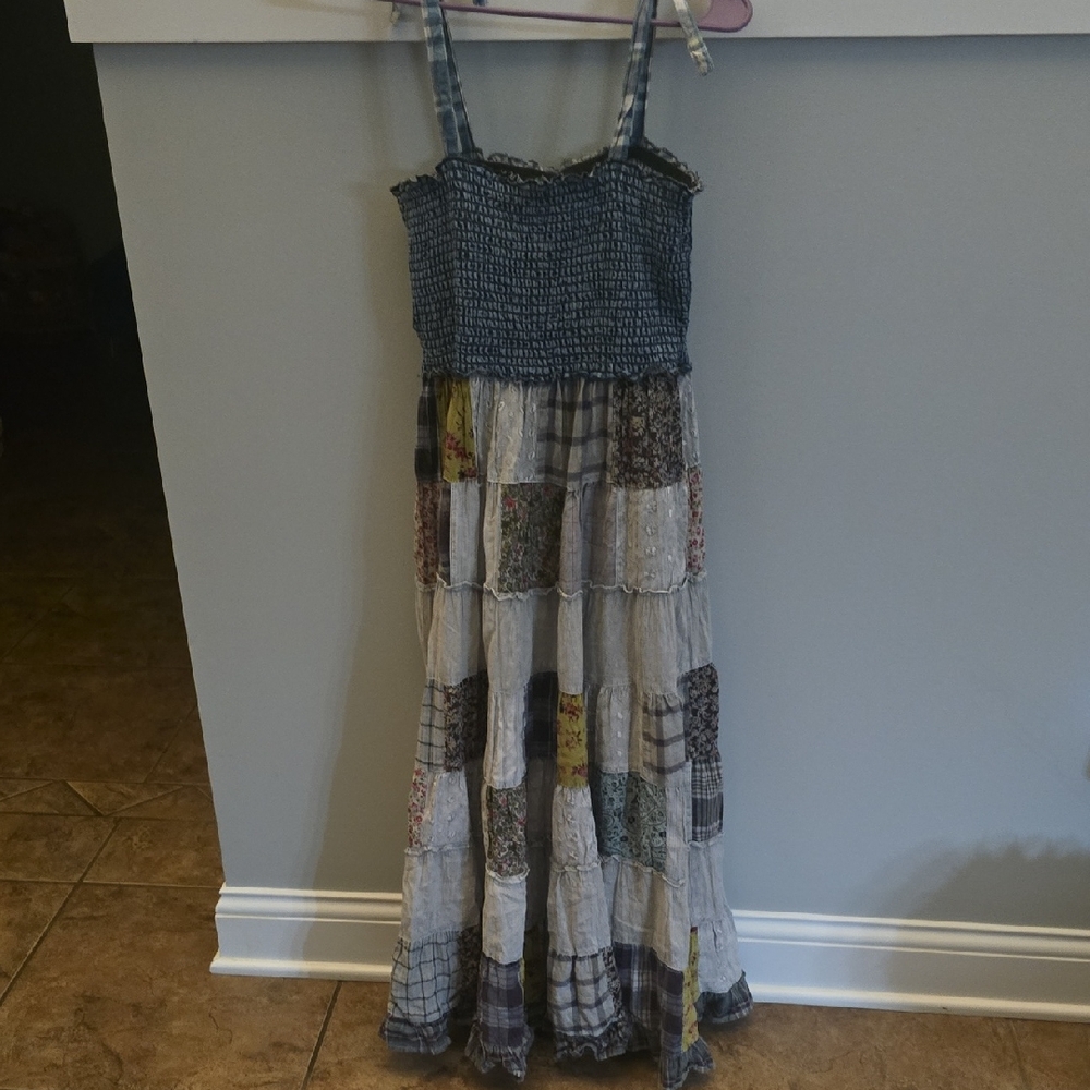 Patchwork Maxi Dress with Straps sz large young threads